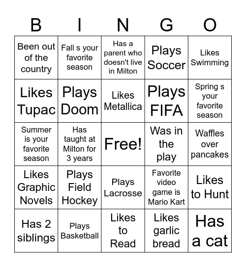 Team Equinox Bingo Card