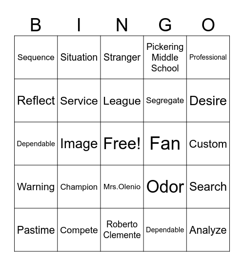 Block 6 Bingo Card