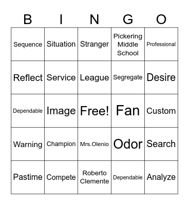 Block 6 Bingo Card