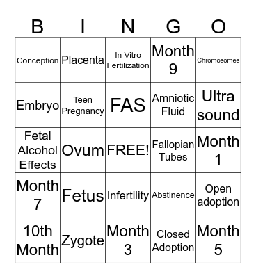 Parenting Bingo Card