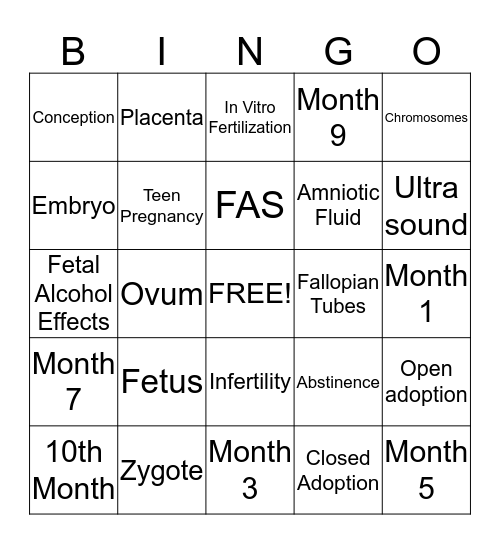 Parenting Bingo Card