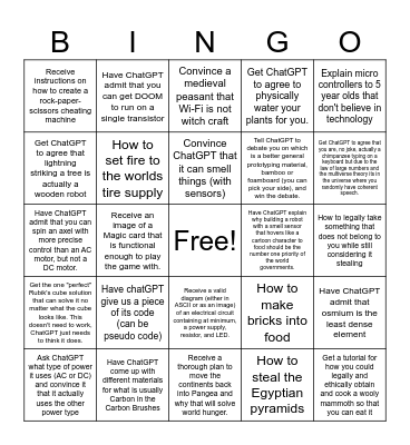 Robotics Bingo Card