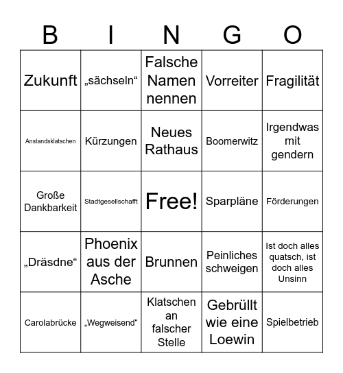 Spielzeitabschluss Bingo Card