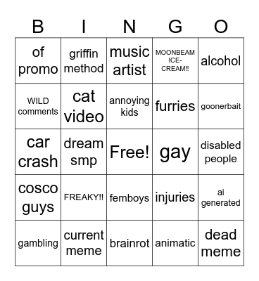 instagram bingo Card