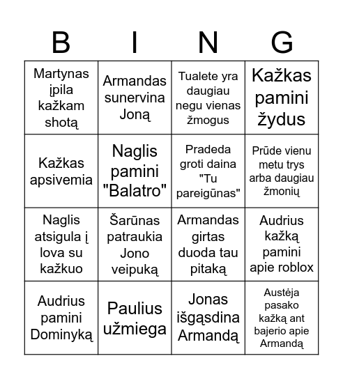 Ignas Bingo Card