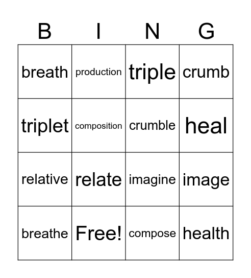 SPELLING WORDS Bingo Card