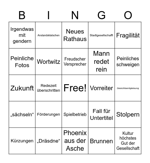 SpielzeitAbschlussReden Bingo Card