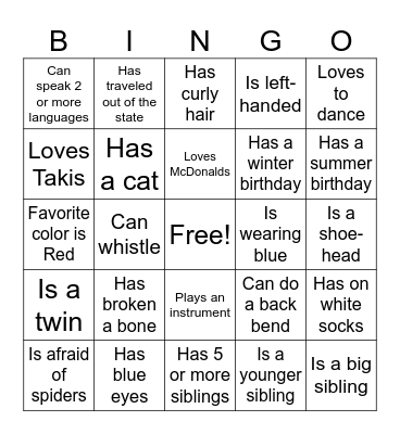 FIND SOMEONE WHO Bingo Card