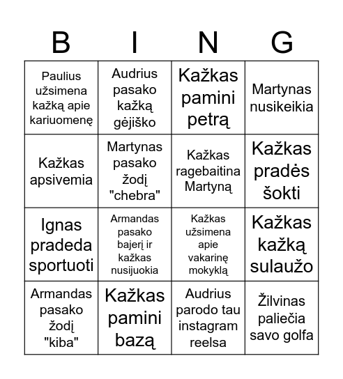 Šarūnas Bingo Card