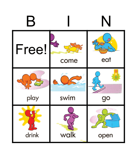Action Verbs Bingo Card