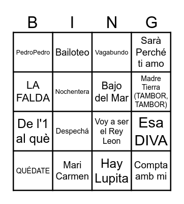 BINGO MUSICAL Bingo Card