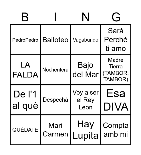 BINGO MUSICAL Bingo Card