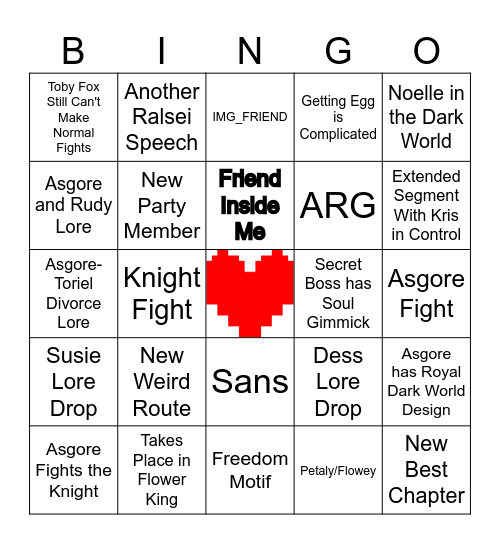 Deltarune Chapter 5 Bingo Card