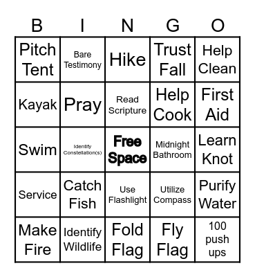 YM Camp 2025 Bingo Card