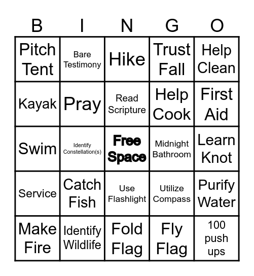 YM Camp 2025 Bingo Card