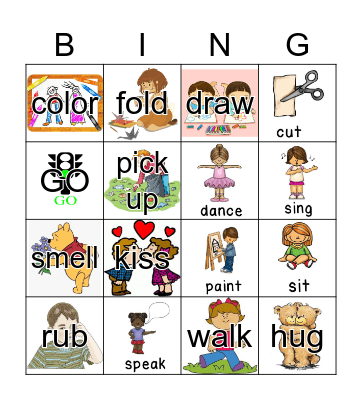 Action Verbs Bingo Card