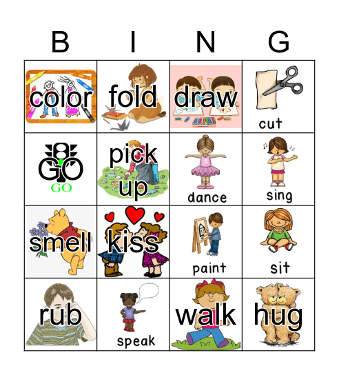 Action Verbs Bingo Card