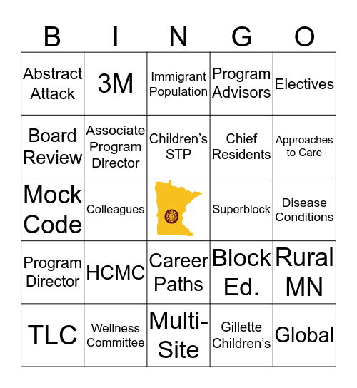 UMN Pediatrics Bingo Card