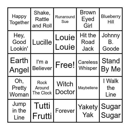 Music Bingo Card