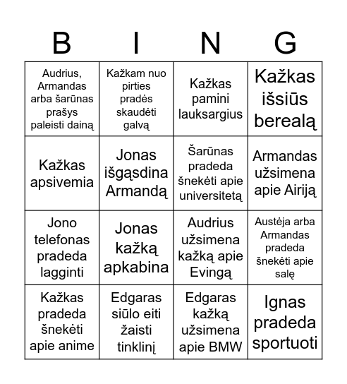 Meida Bingo Card