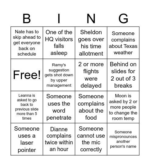 Strategy Meeting Bingo Card