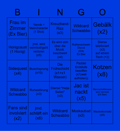 Mannschaftsfahrt Bingo Card