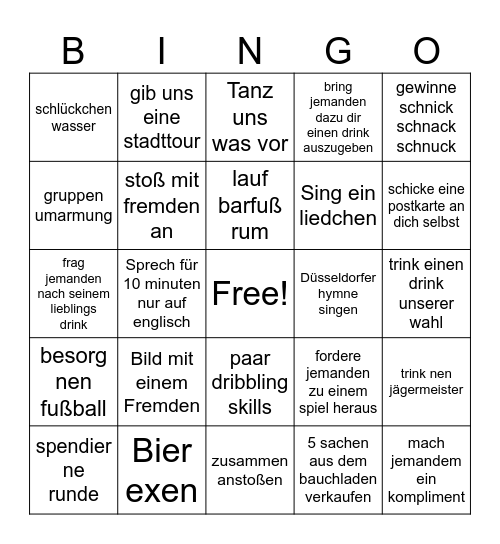 Noahs JGA Bingo Card