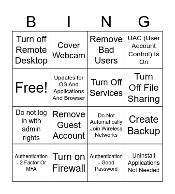Social Engineering Bingo Card