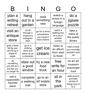 Sarah's Summer Slam Bingo Card