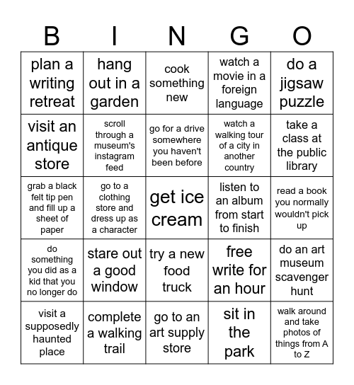 Sarah's Summer Slam Bingo Card
