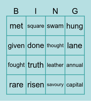 IRREGULAR VERBS + VOCABULARY Bingo Card