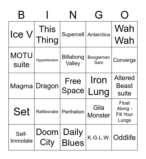 bonnarooooo Bingo Card