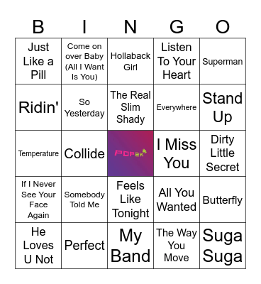 Pop 2K Bingo Card