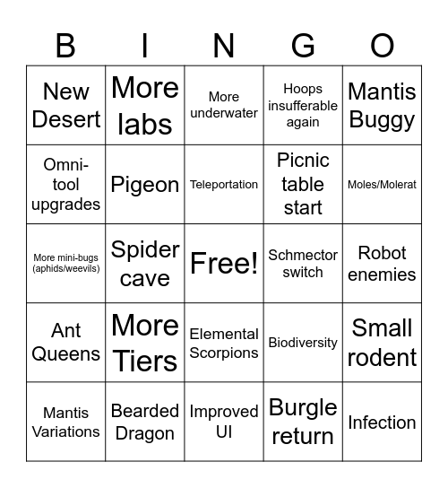 Grounded 2 Bingo Card