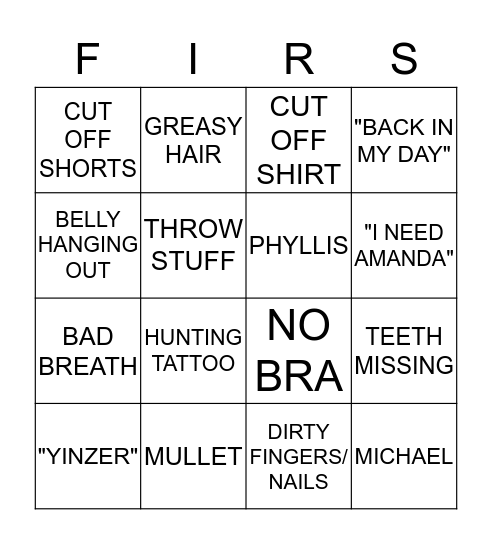 FIRST OF MONTH BINGO Card