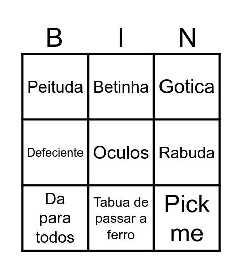 Gajas na escola Bingo Card
