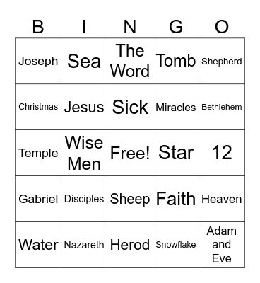 Bible Basics Bingo Card