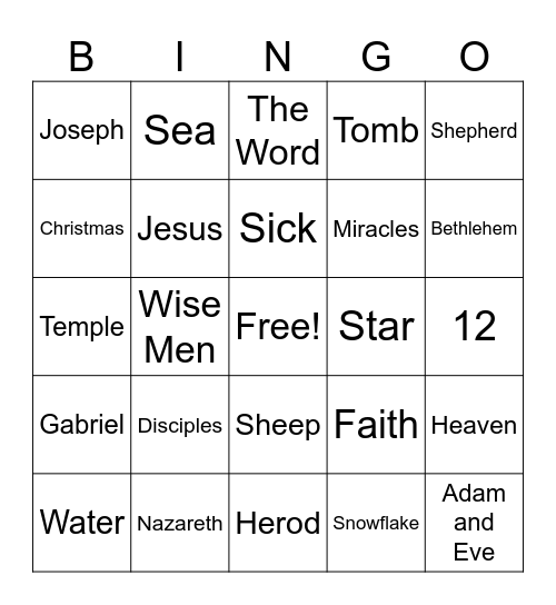 Bible Basics Bingo Card