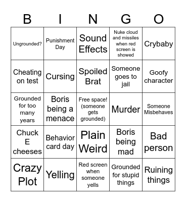 someone gets grounded Bingo Card