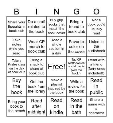 Summer Book Club Bingo Card