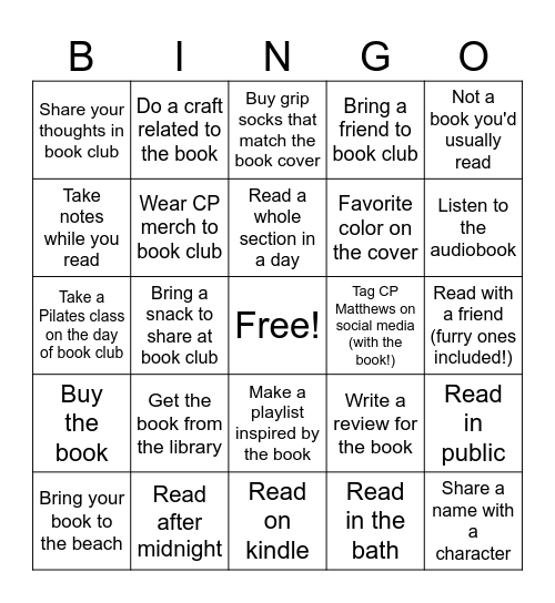 Summer Book Club Bingo Card