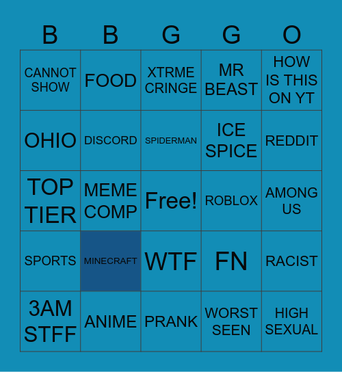 BAD YOUTUBE CONTENT Bingo Card
