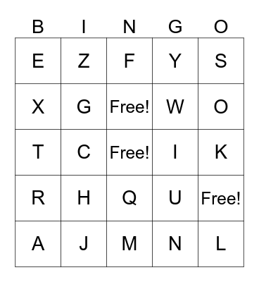 Spanish ABC Bingo Card