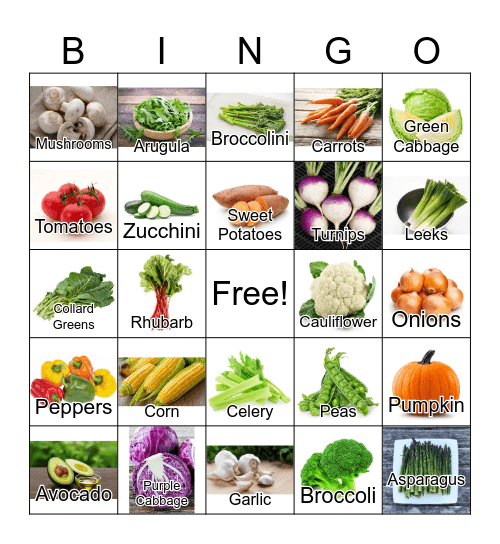 V E G E T A B L E S Bingo Card