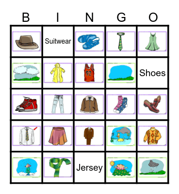 Clothing/Weather BINGO Card