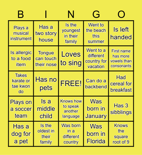 COGT Bingo Card