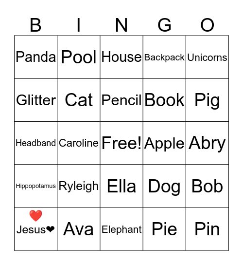 Randomness Bingo Card