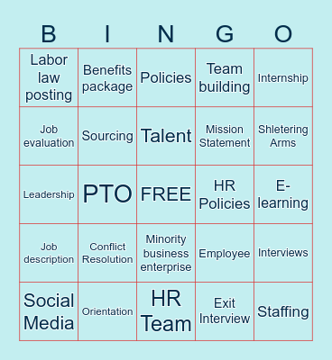 Human Resources Bingo Card
