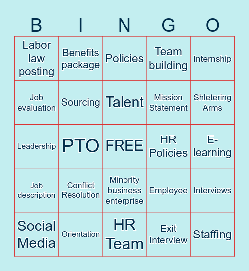Human Resources Bingo Card