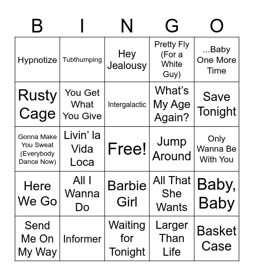 90's EPIC BINGO Round 2 Bingo Card